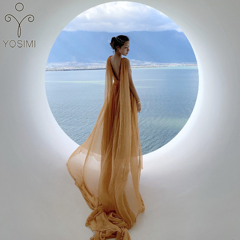 YOSIMI-Vestido largo sin mangas para mujer, vestido elegante con escote en V y espalda descubierta para fiesta nocturna, 2022 ► Foto 1/1