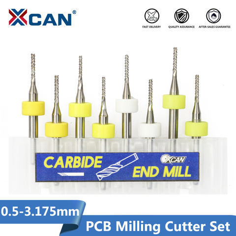 XCAN 10 Uds 0,5-3.175nn de PCB fresadora de corte 3.175mm vástago máquina de grabado CNC Molino de extremo ► Foto 1/4