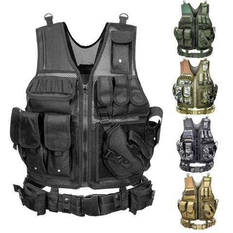 Chaleco táctico de combate militar para hombre, chaleco de caza táctico, armadura ajustable del ejército, chaleco de entrenamiento CS para exteriores, Airsoft ► Foto 1/6