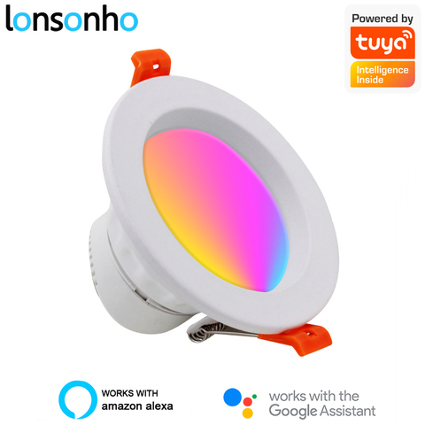 Lonsonho Led WiFi descendente Tuya inteligente Downlights 220V 5W 7W 10W RGB + W + C + Control remoto inalámbrico Compatible con Alexa de Google ► Foto 1/6