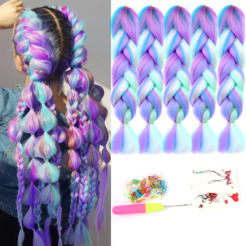 AIYEE-pelo trenzado Jumbo, 100g, 24 pulgadas, pelo trenzado sintético al por mayor, Ombre, mezcla de colores múltiples, extensión de trenzas ► Foto 1/6