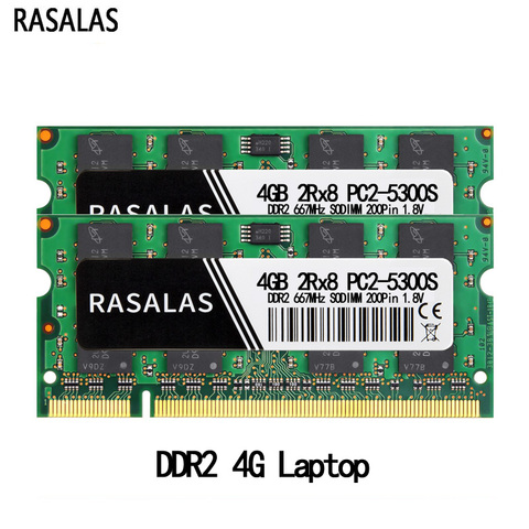 Rasalas-Memoria RAM para ordenador portátil, DDR2, 4G, 5300, 6400, 667, 800Mhz, SODIMM, 200pin, 1,8 V, PC2, DDR2 ► Foto 1/6