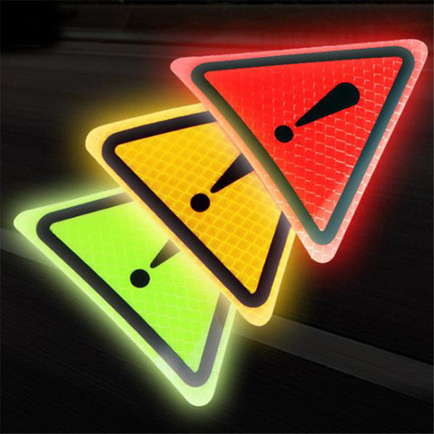 Signo de exclamación triangular, señal de advertencia reflectante, pegatina de conducción nocturna, pegatina reflectante de seguridad para coche anticolisión ► Foto 1/6