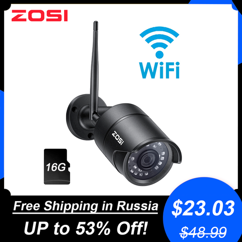 ZOSI 1080P Cámara de Vigilancia Inalámbrico 20M IR Visión Nocturna Cámara WiFi Impermeable Alarma de Movimiento ► Foto 1/6