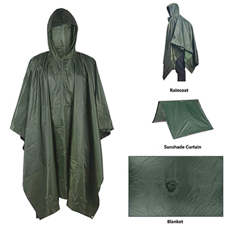 Impermeable multifuncional militar impermeable capa de lluvia Poncho de supervivencia Camping al aire libre alfombra para caza al aire libre senderismo ► Foto 1/6