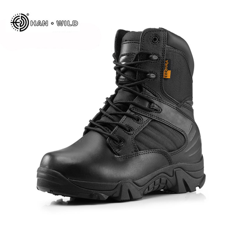 Botas militares tácticas de invierno de cuero negro Fuerza Especial desierto tobillo botas de combate zapatos de trabajo de seguridad botas de ejército ► Foto 1/6