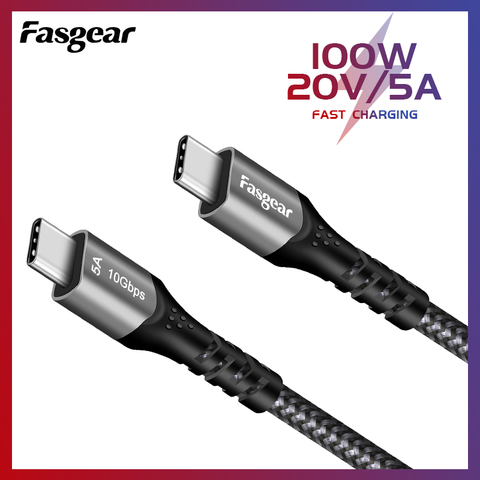 Fasgear-Cable USB tipo C a USB 3.1Gen 2, Cable de carga para teléfono, para MacBook, Smartphone, Huawei, Xiaomi, Samsung, 10Gbps, PD100W ► Foto 1/6