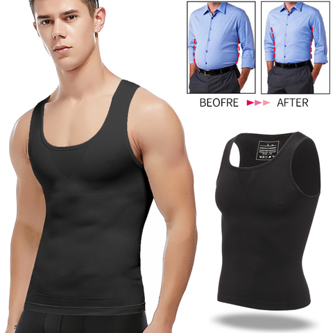 Hombres adelgazantes Body Shaper pecho compresión camisas Gynecomastia Abdomen chaleco Delgado Control de Abdomen Shapewear cintura entrenador corsé ► Foto 1/6