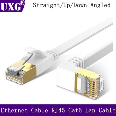 90 grado Cable Ethernet RJ45 Cat6 Cable Lan RJ 45 red plana Cable de conexión de Cable para módem Router parche de televisión Panel PC portátil ► Foto 1/6