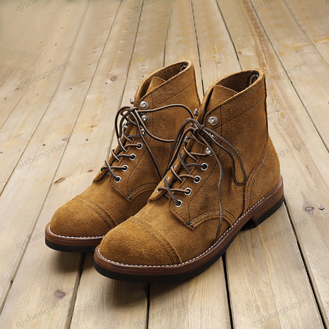 Bota de gamuza de piel de vaca americana de buena calidad hecha a mano Goodyear N-2 hecha a medida disponible ► Foto 1/6