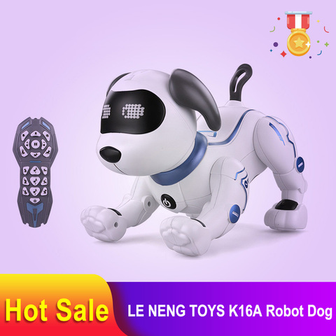 LE NENG juguetes K16A Electrónica Animal RC Perro Robot Control remoto por voz juguetes música canción de juguete para niños juguetes regalo de cumpleaños ► Foto 1/6