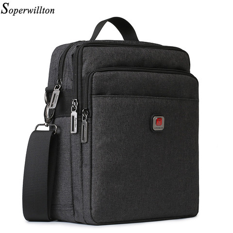 Soperwillton bolso de hombro para hombre bolso Casual para hombre con puerto de carga USB bolsas de viaje resistente al agua Oxford bolsa con cremallera para hombre ► Foto 1/6