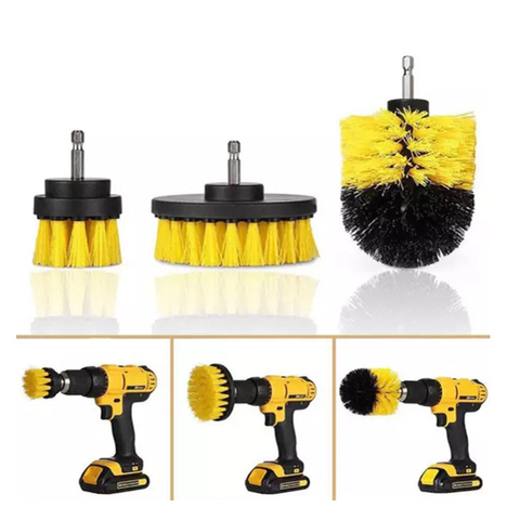 Juego de cepillos para cepillo de limpieza con motor para cepillo de taladro para fregadero y cuarto de baño para limpieza accesorio de Taladro Inalámbrico Kit Power Scrub amarillo ► Foto 1/6