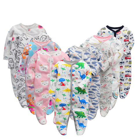 6 unids/lote monos de bebé 2022 de manga larga de algodón de 100% ropa para recién nacidos ropa de bebé niños niñas mono y ropa ► Foto 1/6
