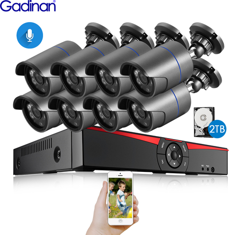 Gadinan 8CH 5MP HDMI NVR POE Kit de 3.0MP al aire libre registro de Audio IP Cámara cámara del sistema de seguridad CCTV Video vigilancia conjunto de 2TB HDD ► Foto 1/6