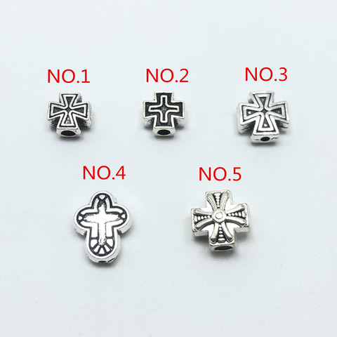 Separadores de Cruz perforados de Jesús, accesorios de cuentas espaciadoras para fabricación de joyas, para pulsera, collar, hecho a mano, 5 estilos, 10 Uds. ► Foto 1/6