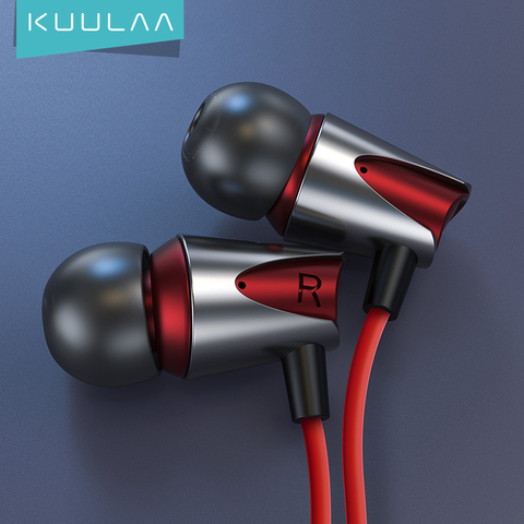 KUULAA  auricular deporte In-Ear Bass auriculares con cable 3,5 mm Sonido balanceado controlado por Bajos con micrófono Sistema de cancelación de Ruido para iPhone 6 5 Xiaomi Samsung Huawei teléfono De ouvido ► Foto 1/6