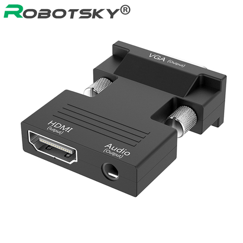 Robotsky-Adaptador de HDMI a VGA Digital a vídeo analógico con Cable convertidor de Audio para PC, portátil, TV, proyector, 1080P ► Foto 1/6