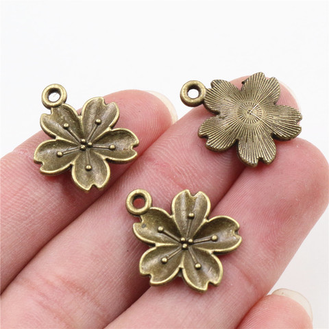 21x17mm 15 Uds antiguo bronce plateado estilo de flor abalorios hechos a mano colgante: DIY para collar de pulsera (P4-08) ► Foto 1/1