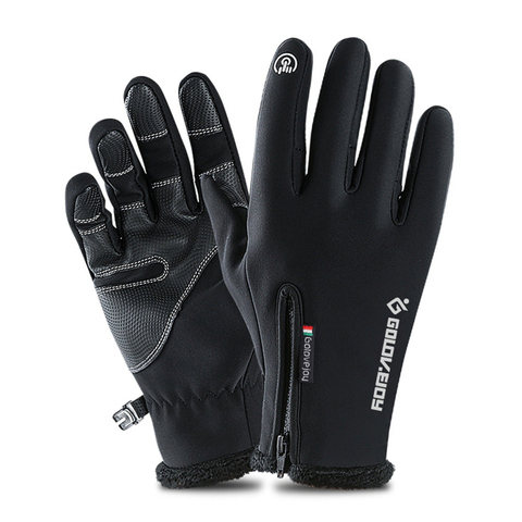 5 tamaño a prueba de frío Unisex guantes impermeables de invierno ciclismo pelusa guantes calientes para pantalla táctil clima frío a prueba de viento antideslizante ► Foto 1/6