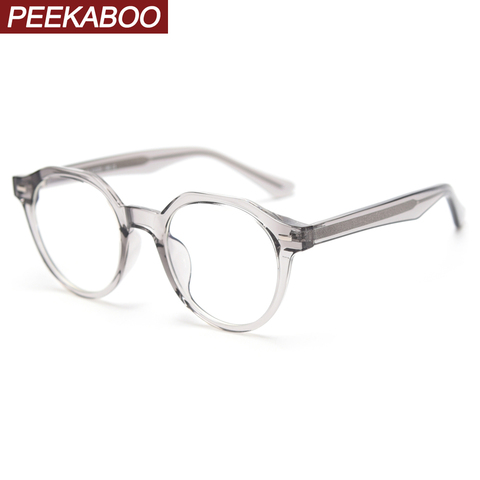 Peekaboo-Montura de gafas ópticas para hombre y mujer, lentes transparentes de alta calidad, estilo coreano, redondas, retro, color gris, tr90 ► Foto 1/6