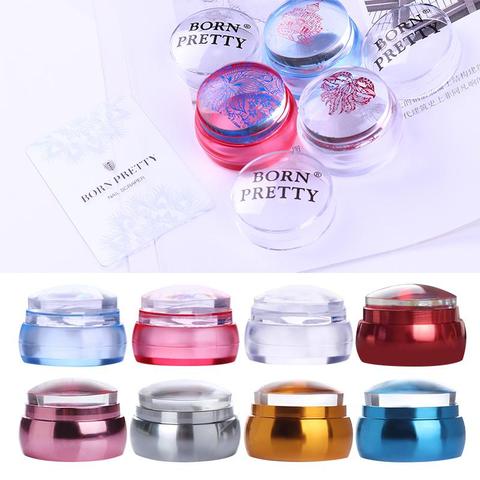 BORN PRETTY-sello de silicona para uñas, sello de silicona transparente con Mango metálico, para estampación de uñas artísticas ► Foto 1/6