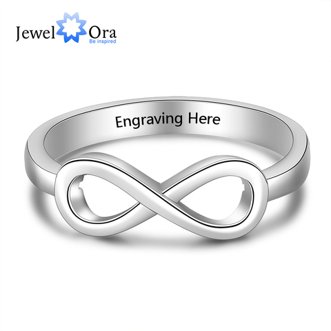 Anillos de plata de ley 925 con nudo de amor infinito para mujer, anillo personalizado grabado, regalo de compromiso con nombre (joyería RI101995) ► Foto 1/6