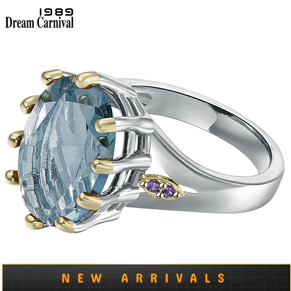 DreamCarnival1989 nuevo Polvo azul Zircon anillo de boda con solitario para mujer de corte delicado deslumbrante caliente joyería nupcial WA11876BL ► Foto 1/6