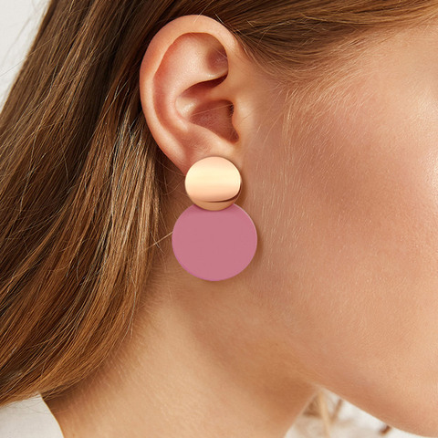 Pendientes colgantes redondos llamativos coreanos para mujer, joyería de moda 2022, pendientes Vintage geométricos lentejuela redonda colgante dorados ► Foto 1/6