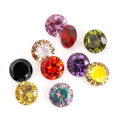 Diamantes de imitación de Zirconia de 4-10mm con forma redonda, joyería de cristales de circonita, piedras de Zirconia, pegamento en diamantes de imitación colorido ► Foto 1/6