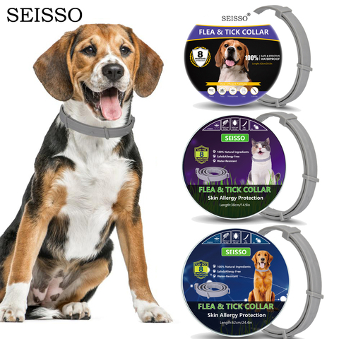 Dewel perro gato Collar Anti pulgas, garrapatas mosquitos al aire libre de protección impermeable ajustable Collar de 8 meses de protección a largo plazo ► Foto 1/6