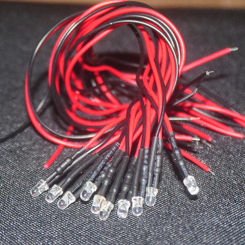 20 piezas 3mm 5mm LED 12V 20cm precableado blanco rojo verde azul amarillo UV RGB diodos Lámpara decorativa diodos de emisión de luz presoldada ► Foto 1/6