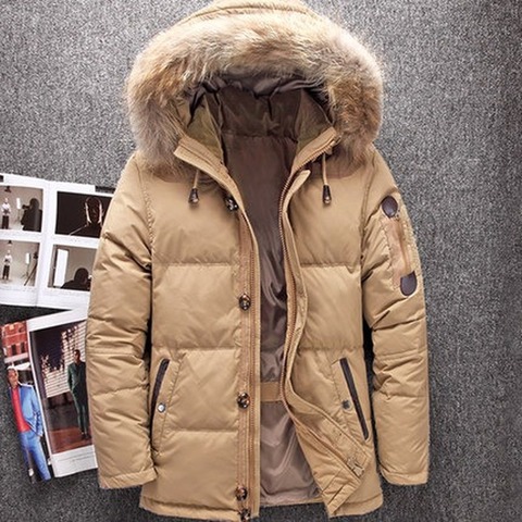 Chaquetas de pato de piel auténtica para hombre, abrigos cálidos de alta calidad, Parkas informales de plumón, JK-633 invierno ► Foto 1/4