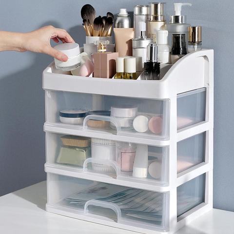 Cajones Organizadores de maquillaje de 2/3 capas, caja de almacenamiento de plástico para cosméticos, recipiente para joyas, estuche de maquillaje, organizador de cepillos de maquillaje ► Foto 1/6