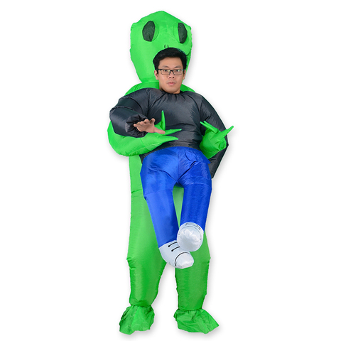 Disfraz inflable de Alien para hombre y mujer, disfraz de Mascota de Alien verde, para Halloween ► Foto 1/4