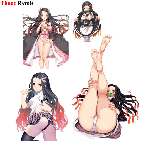 Three Ratels F576 Kamado Nezuko Kimetsu No Yaiba coche etiqueta engomada del cuerpo de PVC figura de etiqueta ► Foto 1/2