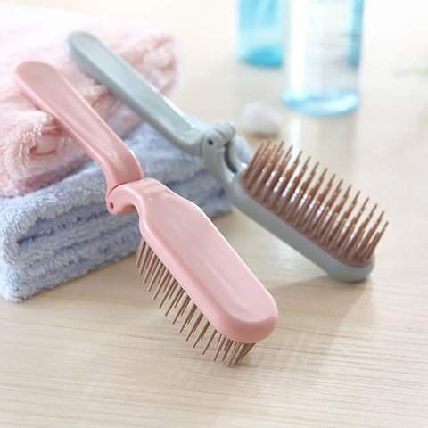 Peine de pelo plegable portátil para viaje, cepillo de pelo rizado recto, suave, masajeador de cabeza estática, accesorios de estilismo para el cabello, 1 unidad ► Foto 1/6