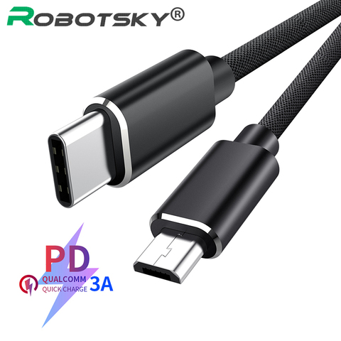 Cable adaptador de carga rápida tipo C a Micro USB, Cable de datos de carga rápida PD 3A 60W para Macbook, Samsung, Xiaomi, Huawei ► Foto 1/6