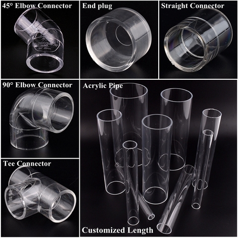 Tubería acrílica de diámetro interior de 20/25/32mm para acuario, conector de extremo para tanque de peces, suministro de riego PMMA, Conector en T de codo de plexiglás, 1 unidad ► Foto 1/6