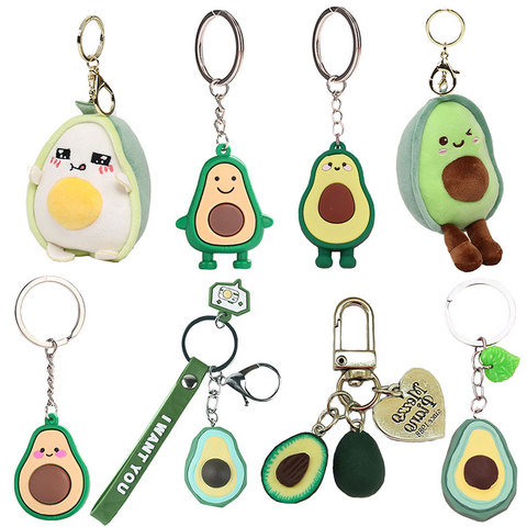 Lindo creativo aguacate Peluche de juguete llavero de peluche de dibujos animados creativo suave de PVC aguacate llavero de mochila aguacate juguetes regalos para chica ► Foto 1/6