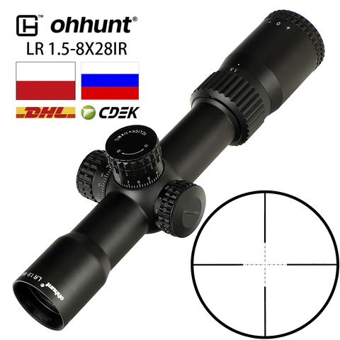 Ohhunt LR 1,5-8X28 IR Hunitng-mira telescópica Mil Dot, retícula grabada, óptica táctica, torreta, bloqueo de restablecimiento para mira de Rifle ► Foto 1/6