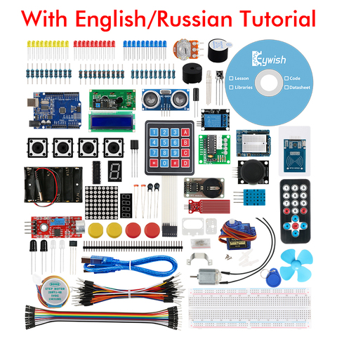 Keywish-Kit de iniciación para Arduino UNO R3 IDE, Kit de bricolaje, compatible con Mixly,Mblock Scratch con 30 campos en inglés/ruso ► Foto 1/6