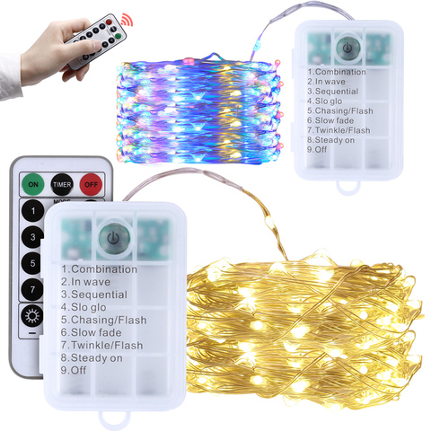 5M 10M LED cadena de luces batería de alambre de cobre remoto temporizador de Control Navidad decoración para fiesta de boda guirnaldas de luces LED ► Foto 1/6