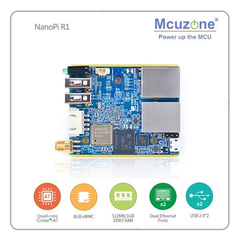 NanoPi R1 Allwinner H3 Gbps Ethernet de Wifi Bluetooth GSM cortex-A7 ETHERNET 8GB eMMC FriendlyELEC ► Foto 1/6