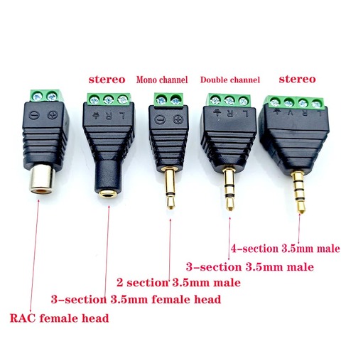 Auricular audio jack 3,5mm Conector estéreo adaptador 3,5mm RCA audio mono canal enchufe a tornillo terminal audio mono canal enchufe ► Foto 1/6