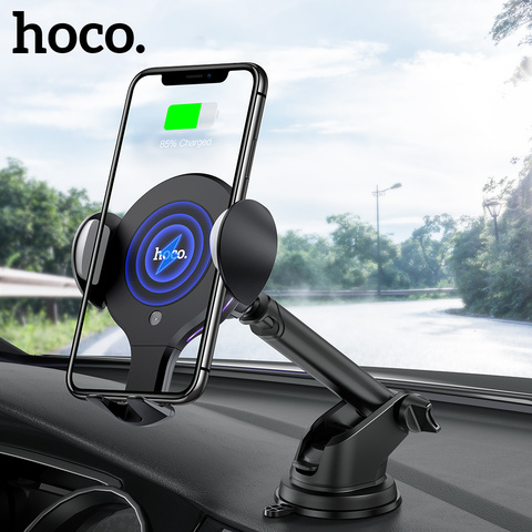 HOCO-Soporte de cargador de coche inalámbrico Qi, clip infrarrojo automático, soporte de teléfono para coche, Cargador rápido de 10W para iphone XS Max XR ► Foto 1/6