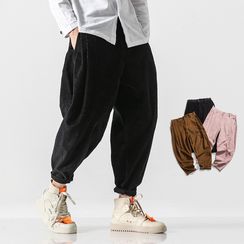 Pantalones bombachos de estilo chino para hombre, pantalón de chándal, holgado, color negro liso, de gran tamaño, Primavera, 2022 ► Foto 1/5