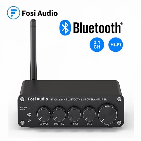 Fosi Audio BT30D, amplificador de potencia de sonido con Bluetooth, 2022 canales, graves y agudos, Subwoofer de Audio de 2,1 W + 50W x2, novedad de 100 ► Foto 1/6