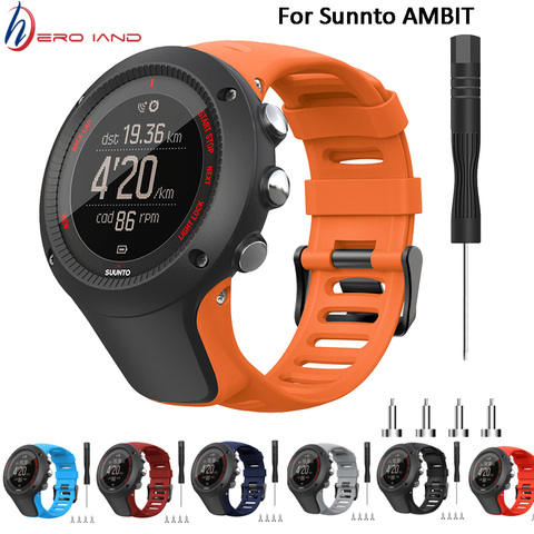 Correa para reloj SUUNTO Ambit 1, 2, 3, 2R, 2S, 24mm, correa de goma para reloj de hombre, cinturón con tornillos y destornillador, accesorios para reloj ► Foto 1/6