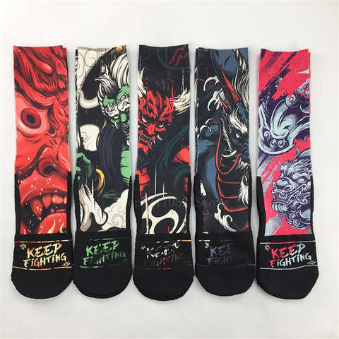 Calcetines estampados de estilo japonés, ukiyo-e, samurái, algodón, Hip-Hop, Harajuku, moda, Geta Sox ► Foto 1/6